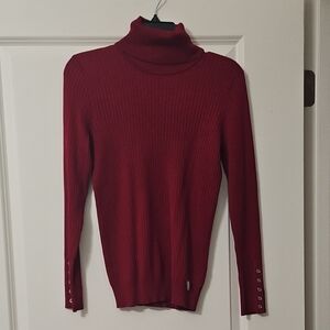 Burgundy Turtleneck Slim Fit Sweater